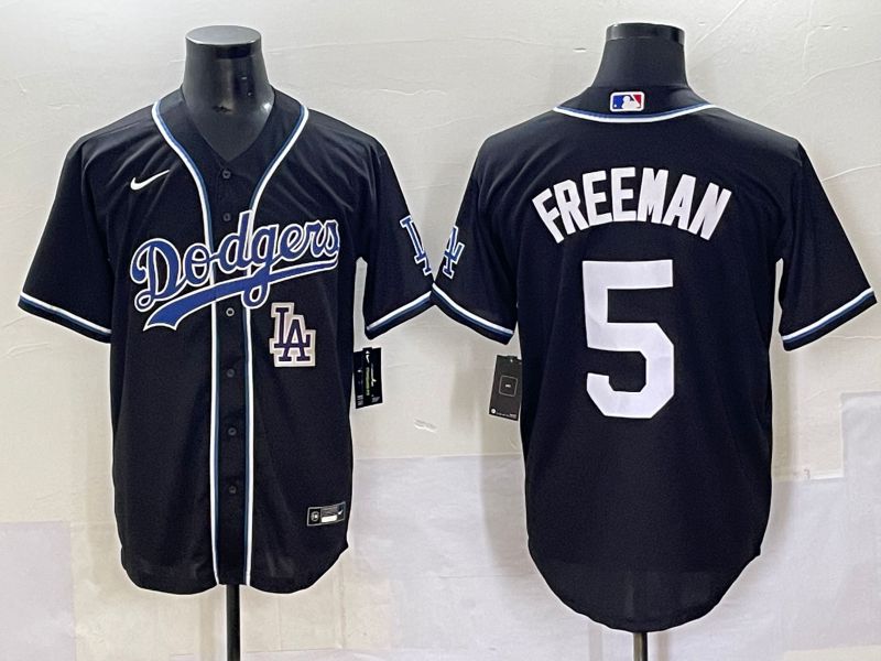 Men 2025 Los Angeles Dodgers #5 Freeman Black Three generations Fashion Nike MLB Jersey style 7047